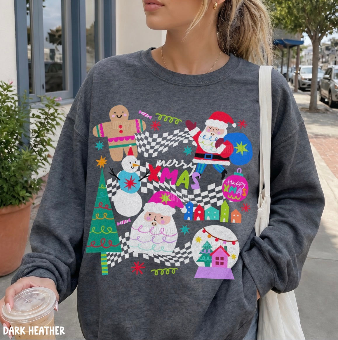 Retro Preppy Christmas Collage Sweatshirt