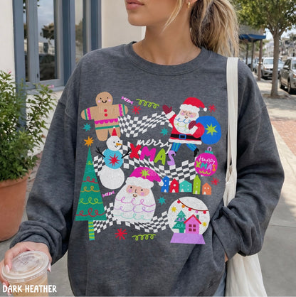 Retro Preppy Christmas Collage Sweatshirt