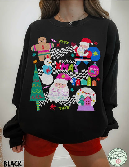 Retro Preppy Christmas Collage Sweatshirt