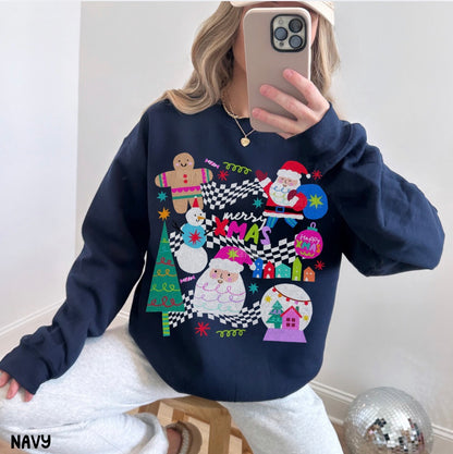 Retro Preppy Christmas Collage Sweatshirt