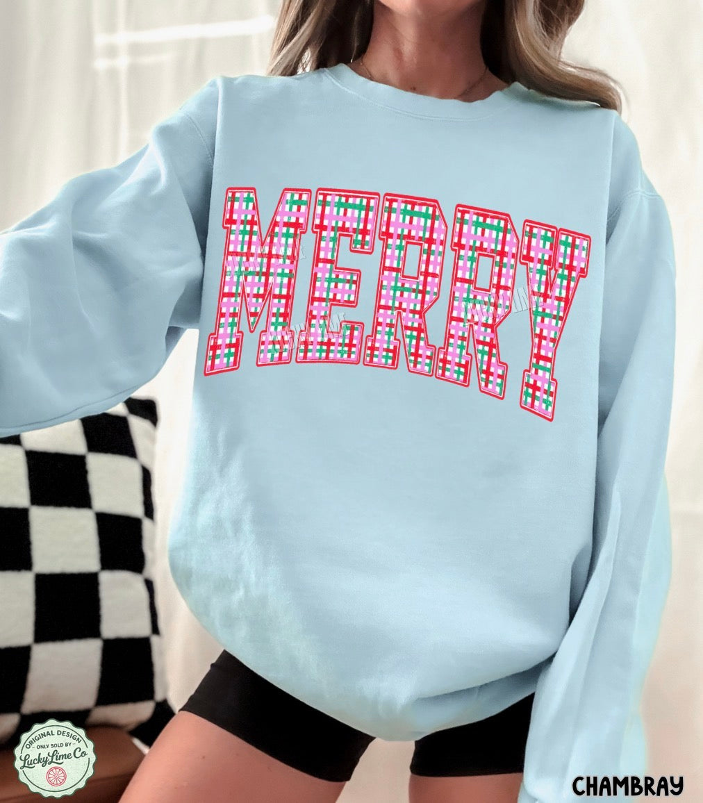 Comfort Colors® Merry Pink Plaid Sweatshirt
