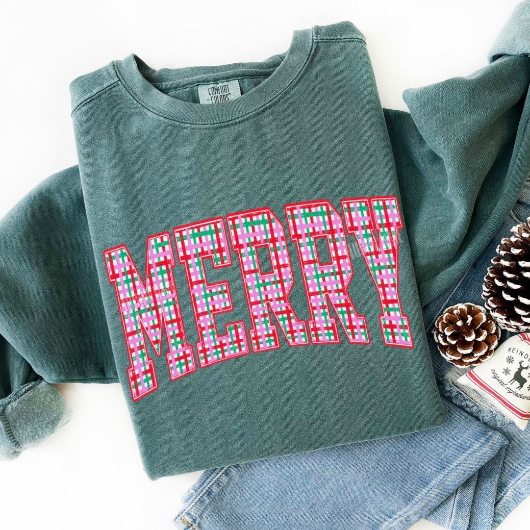 Comfort Colors® Merry Pink Plaid Sweatshirt