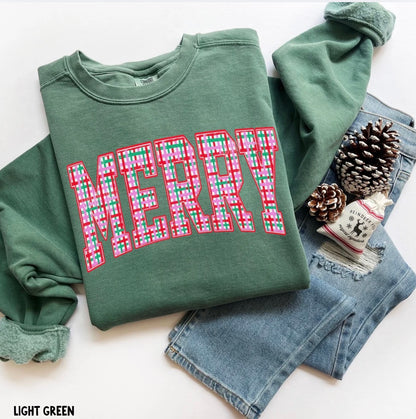 Comfort Colors® Merry Pink Plaid Sweatshirt