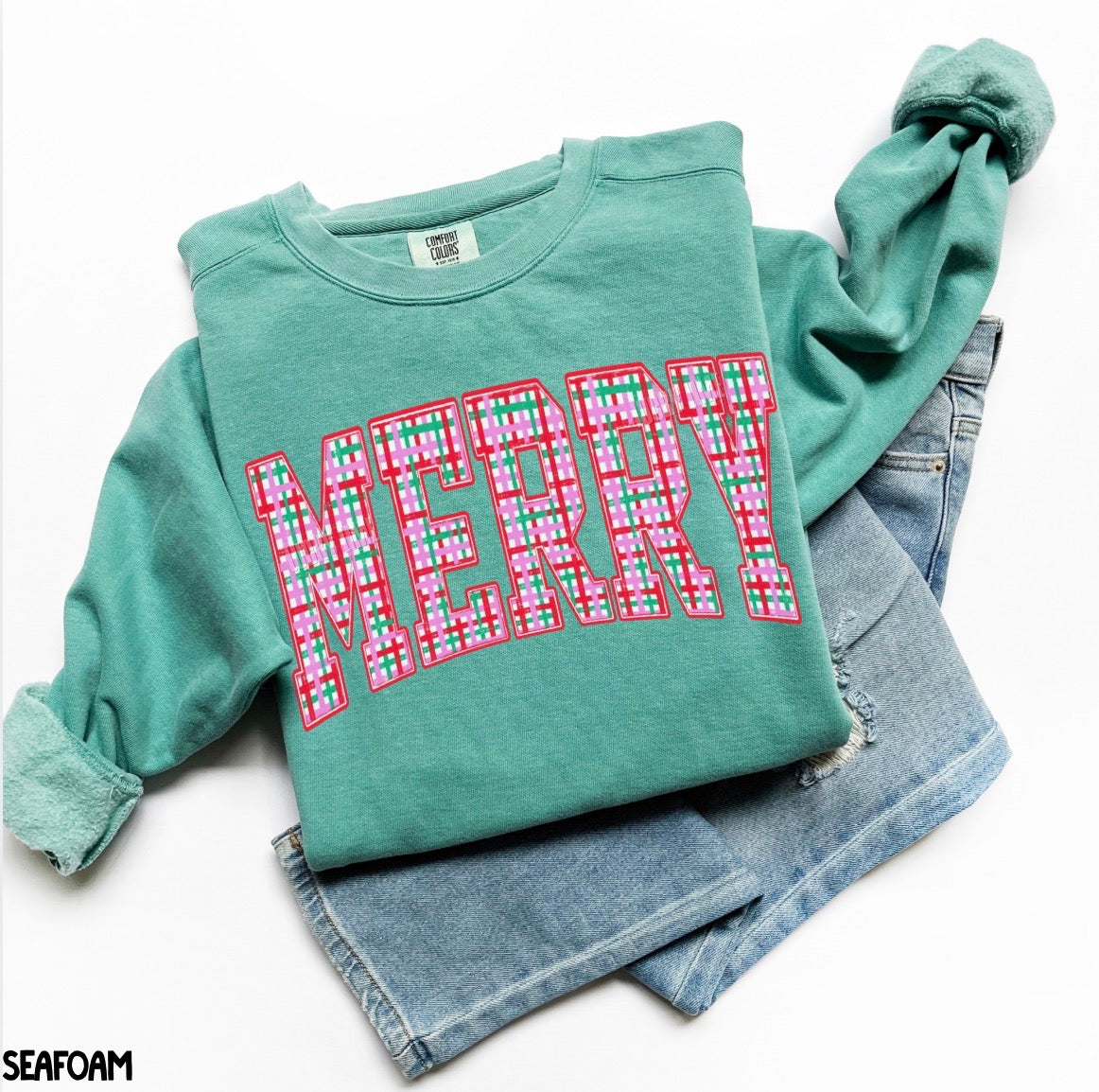 Comfort Colors® Merry Pink Plaid Sweatshirt