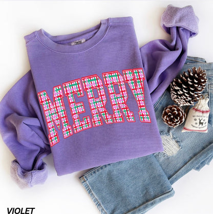 Comfort Colors® Merry Pink Plaid Sweatshirt