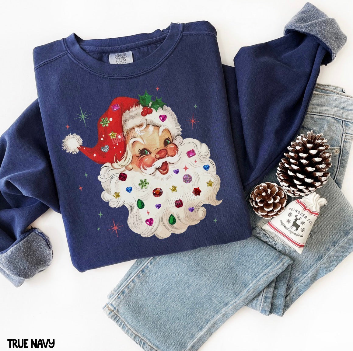 Whimsy Rhinestone Santa Comfort Colors® Sweatshirt