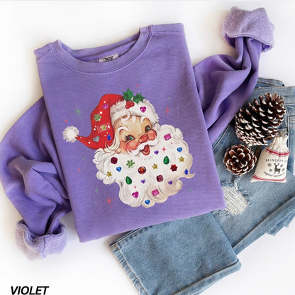 Whimsy Rhinestone Santa Comfort Colors® Sweatshirt