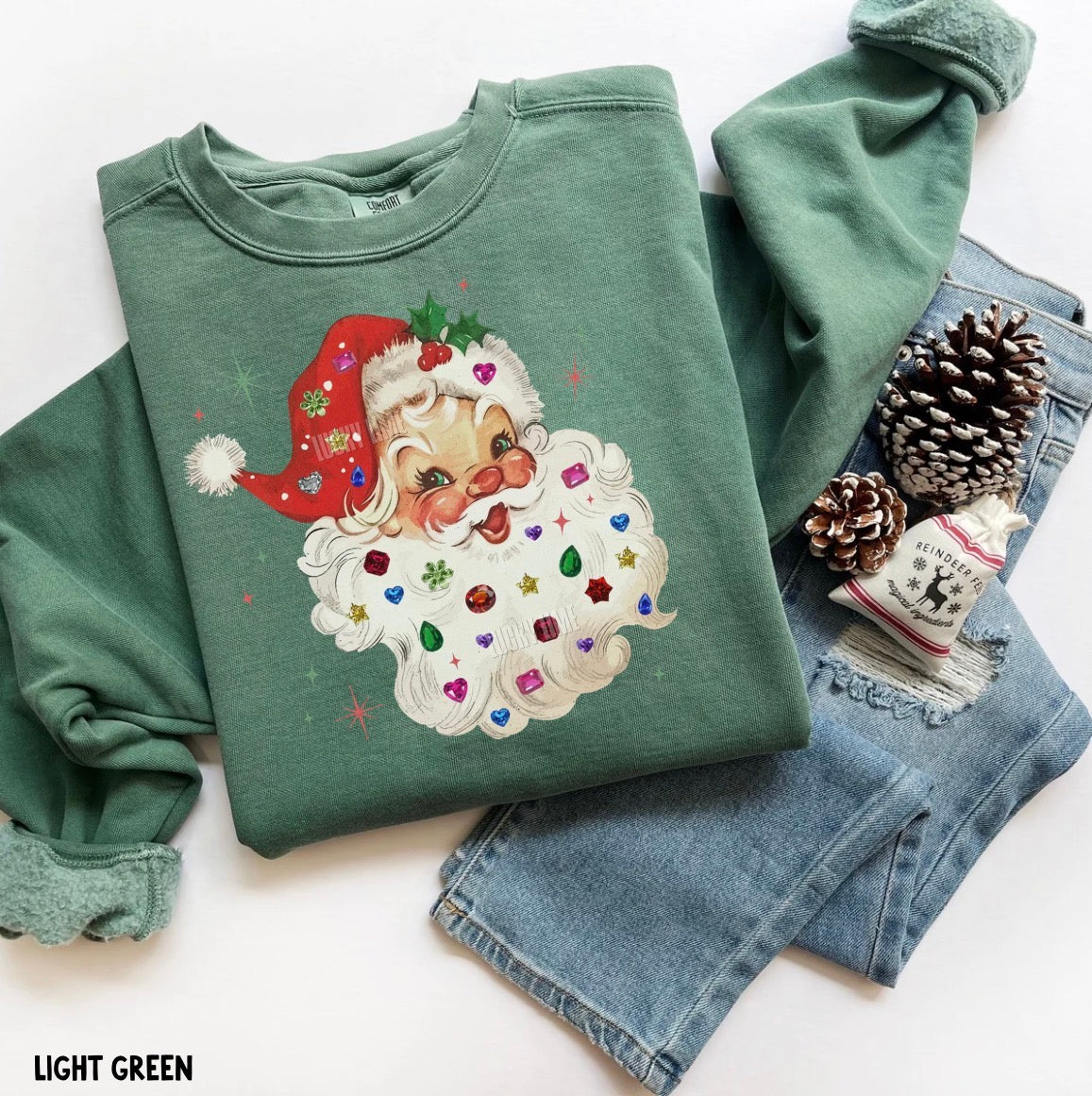 Whimsy Rhinestone Santa Comfort Colors® Sweatshirt