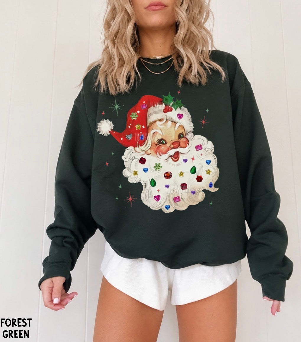 Whimsy Rhinestone Santa Crewneck Sweatshirt
