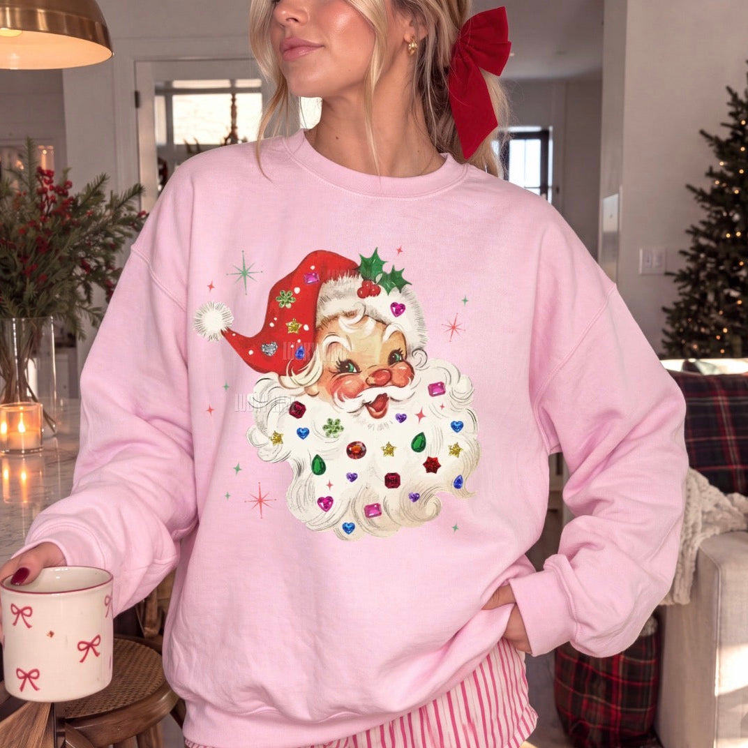 Whimsy Rhinestone Santa Crewneck Sweatshirt