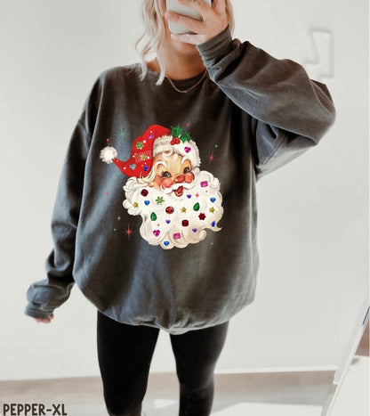 Whimsy Rhinestone Santa Comfort Colors® Sweatshirt