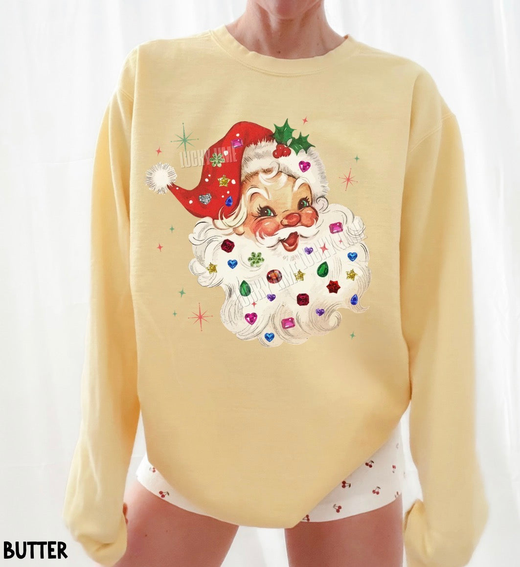 Whimsy Rhinestone Santa Comfort Colors® Sweatshirt