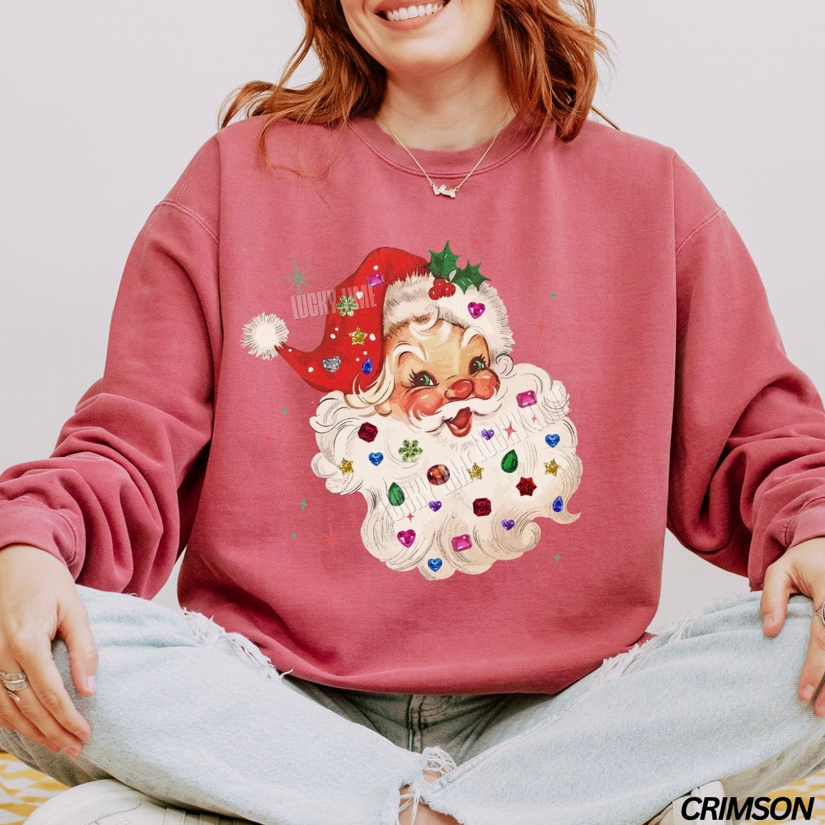 Whimsy Rhinestone Santa Comfort Colors® Sweatshirt