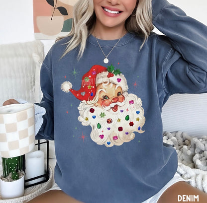 Whimsy Rhinestone Santa Comfort Colors® Sweatshirt