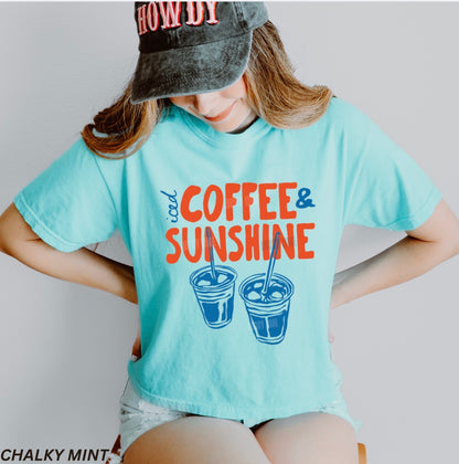 Iced Coffee & Sunshine Comfort Colors® Women's Boxy Tee (Red/Blue)