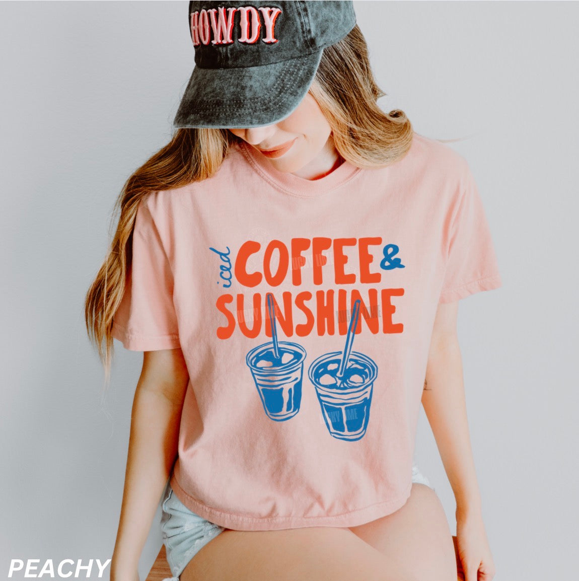 Iced Coffee & Sunshine Comfort Colors® Women's Boxy Tee (Red/Blue)