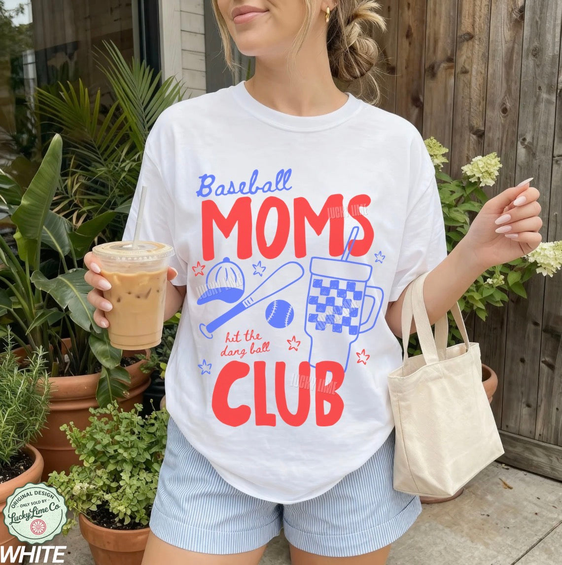 Baseball Moms Club Comfort Colors® T-shirt (Red/Blue)