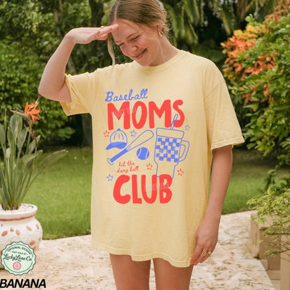 Baseball Moms Club Comfort Colors® T-shirt (Red/Blue)