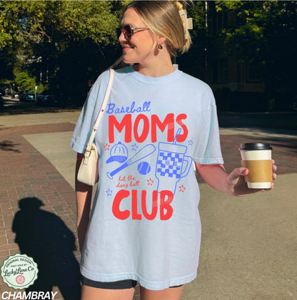 Baseball Moms Club Comfort Colors® T-shirt (Red/Blue)