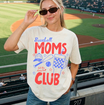 Baseball Moms Club Comfort Colors® T-shirt (Red/Blue)