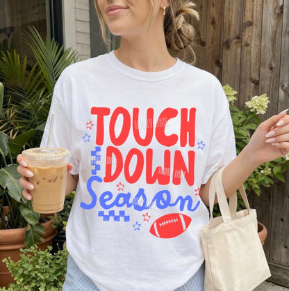 Touchdown Season Football Comfort Colors® T-shirt (Red/Blue)
