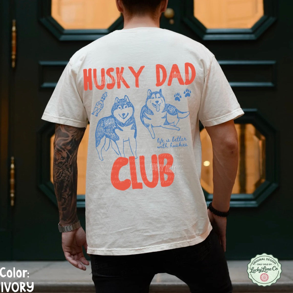 Husky Dad Club Back Only Comfort Colors® T-shirt