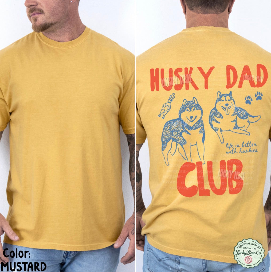 Husky Dad Club Back Only Comfort Colors® T-shirt