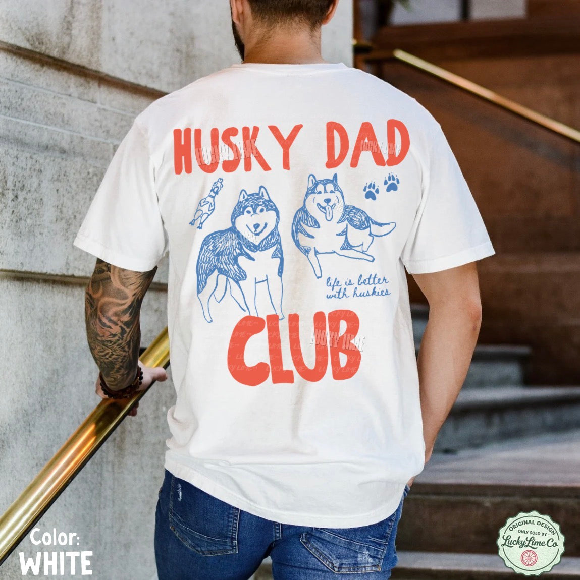 Husky Dad Club Back Only Comfort Colors® T-shirt