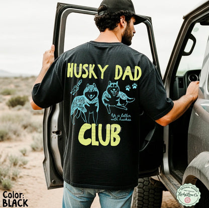 Husky Dad Club Back Only Comfort Colors® T-shirt (Blue/Green)