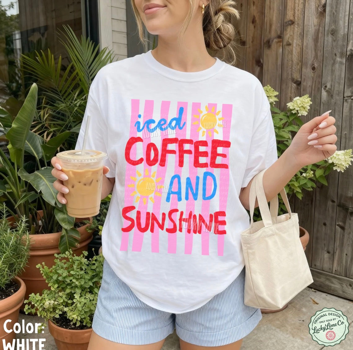 Iced Coffee and Sunshine Pink Stripes Comfort Colors® T-shirt