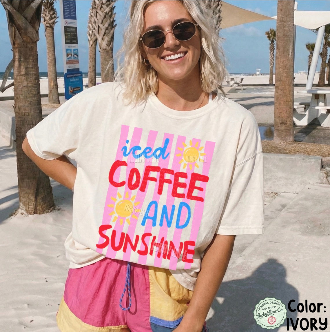 Iced Coffee and Sunshine Pink Stripes Comfort Colors® T-shirt