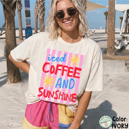 Iced Coffee and Sunshine Pink Stripes Comfort Colors® T-shirt