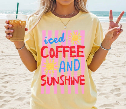 Iced Coffee and Sunshine Pink Stripes Comfort Colors® T-shirt