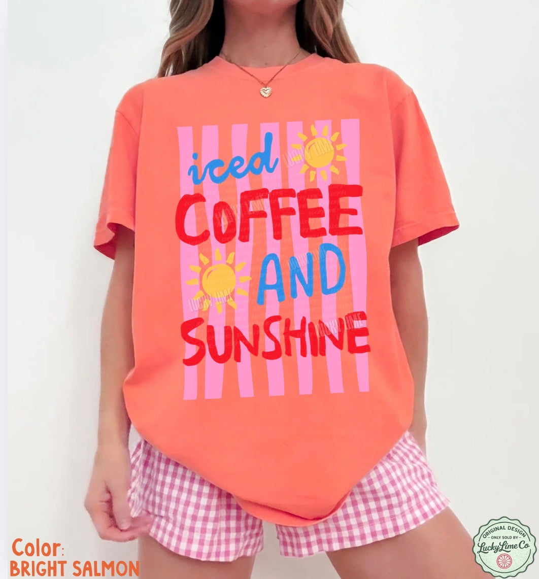 Iced Coffee and Sunshine Pink Stripes Comfort Colors® T-shirt
