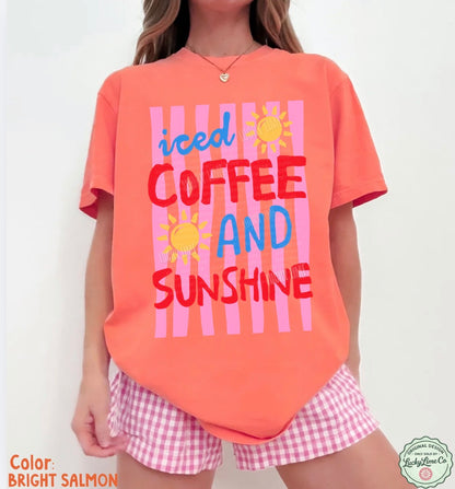 Iced Coffee and Sunshine Pink Stripes Comfort Colors® T-shirt
