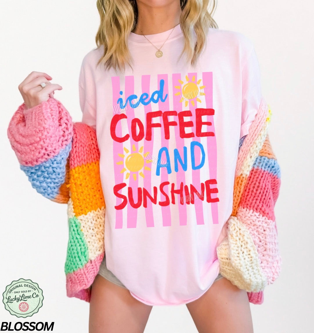 Iced Coffee and Sunshine Pink Stripes Comfort Colors® T-shirt