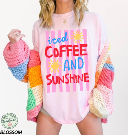 Iced Coffee and Sunshine Pink Stripes Comfort Colors® T-shirt