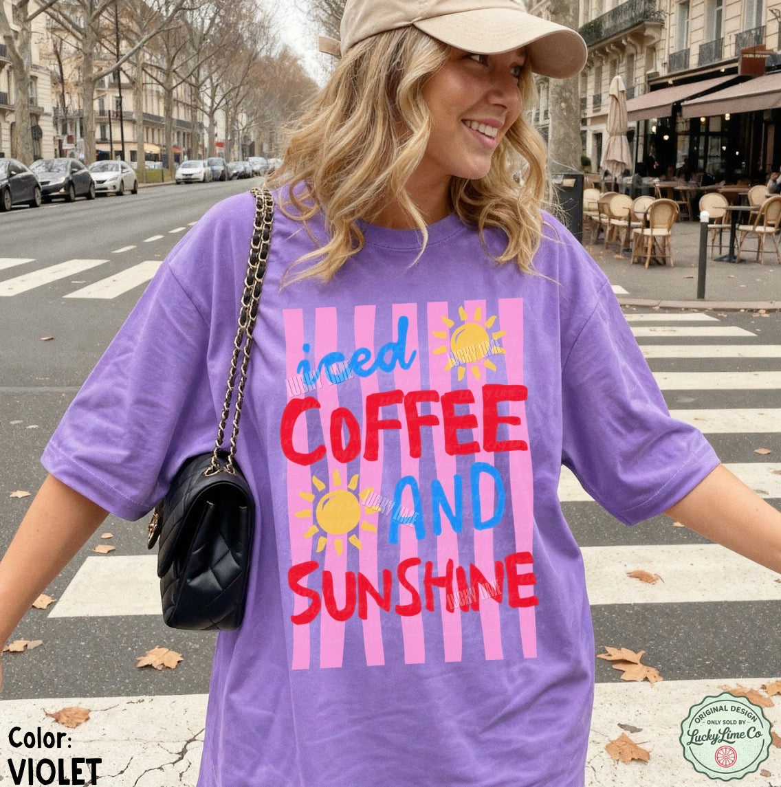 Iced Coffee and Sunshine Pink Stripes Comfort Colors® T-shirt