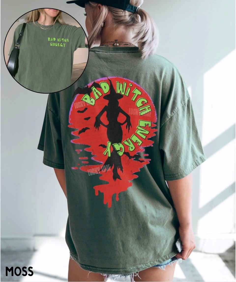 Bad Witch Energy Front AND Back Design Halloween T-shirt