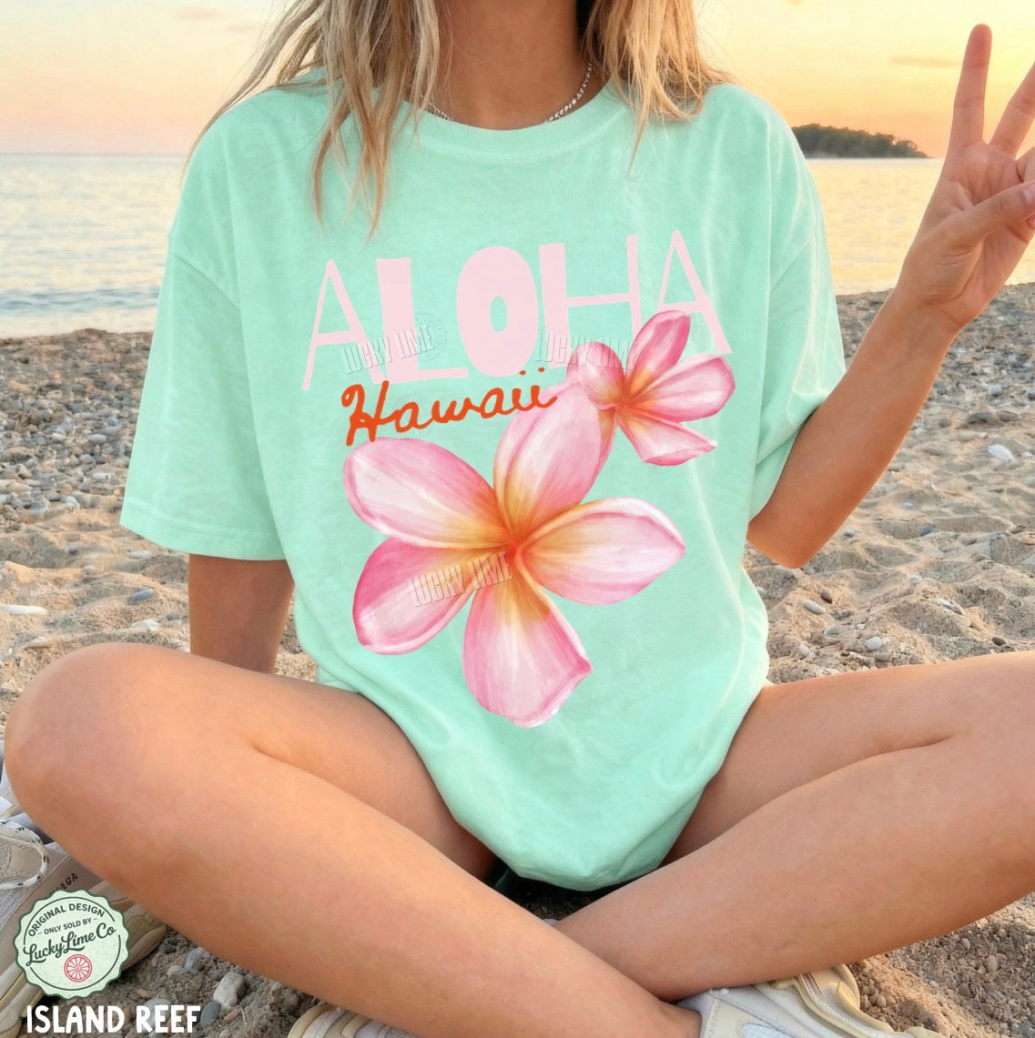 Aloha Hawaii Pink Flowers Comfort Colors® T-shirt