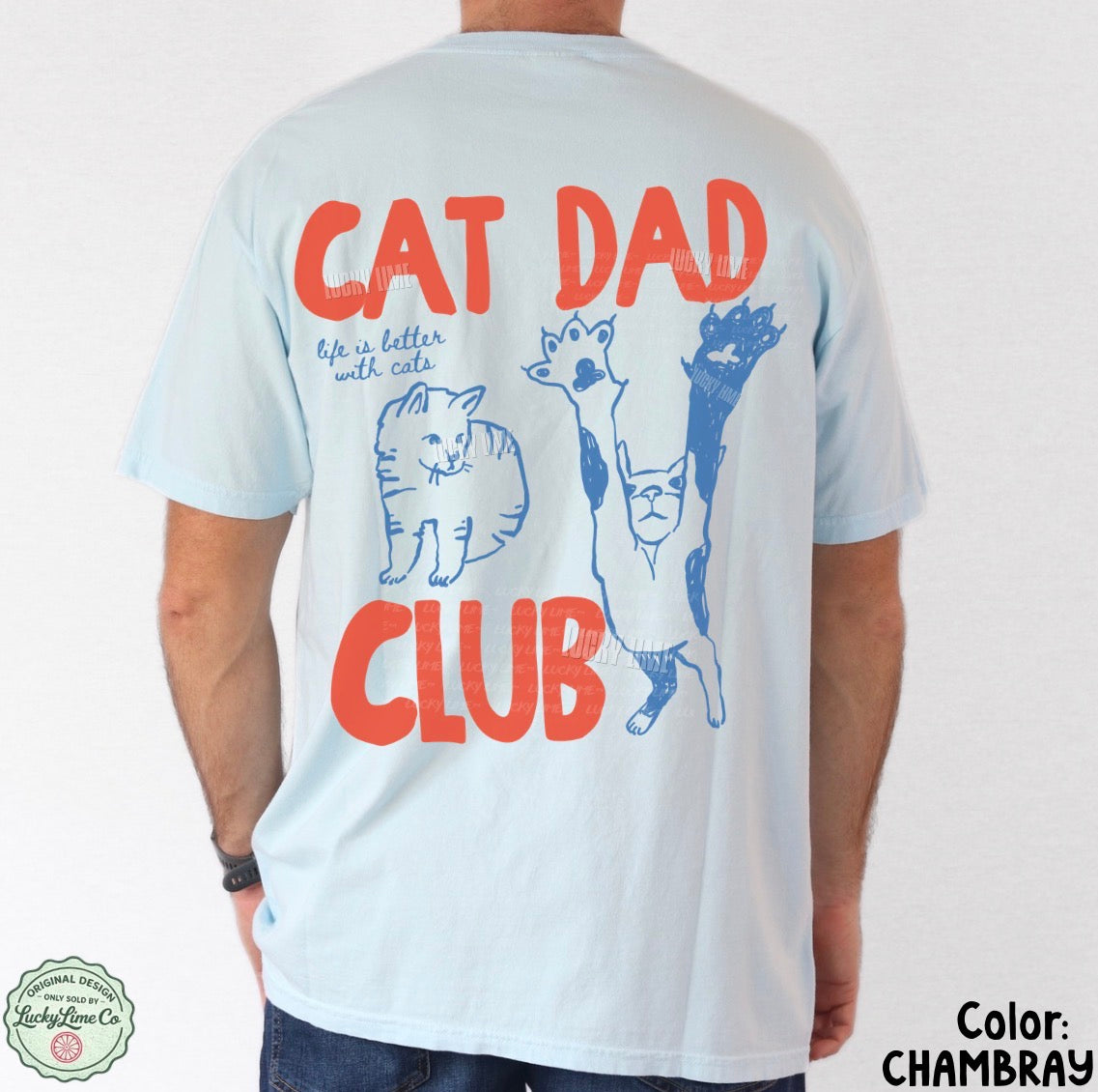 Cat Dad Club BACK ONLY Comfort Colors® T-shirt