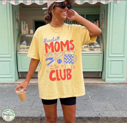 Baseball Moms Club Comfort Colors® T-shirt (Red/Blue)