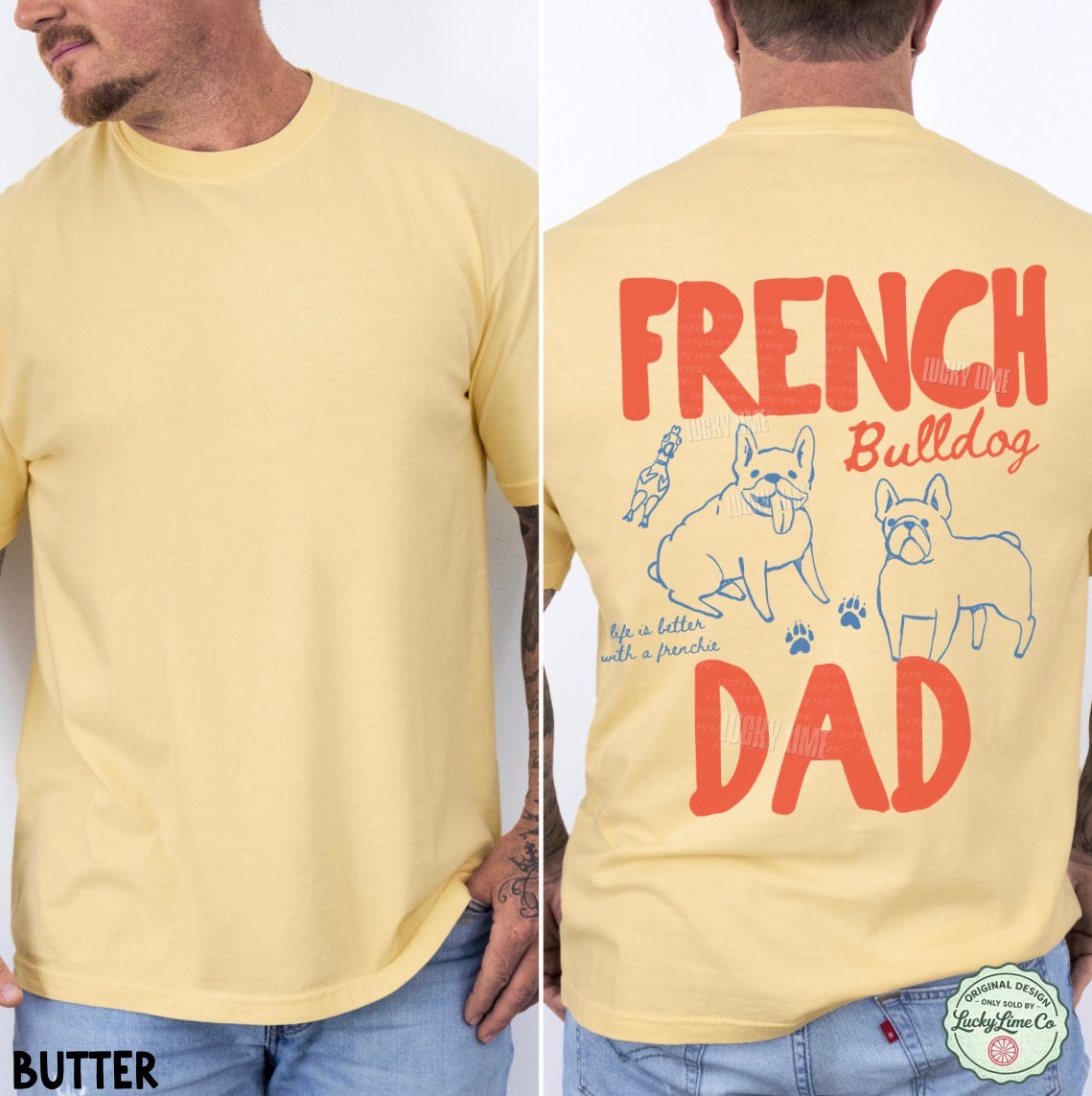 French Bulldog Dad BACK ONLY Comfort Colors® T-shirt