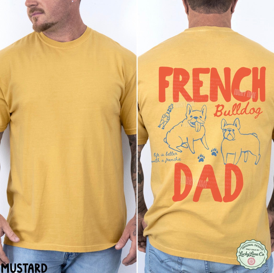 French Bulldog Dad BACK ONLY Comfort Colors® T-shirt