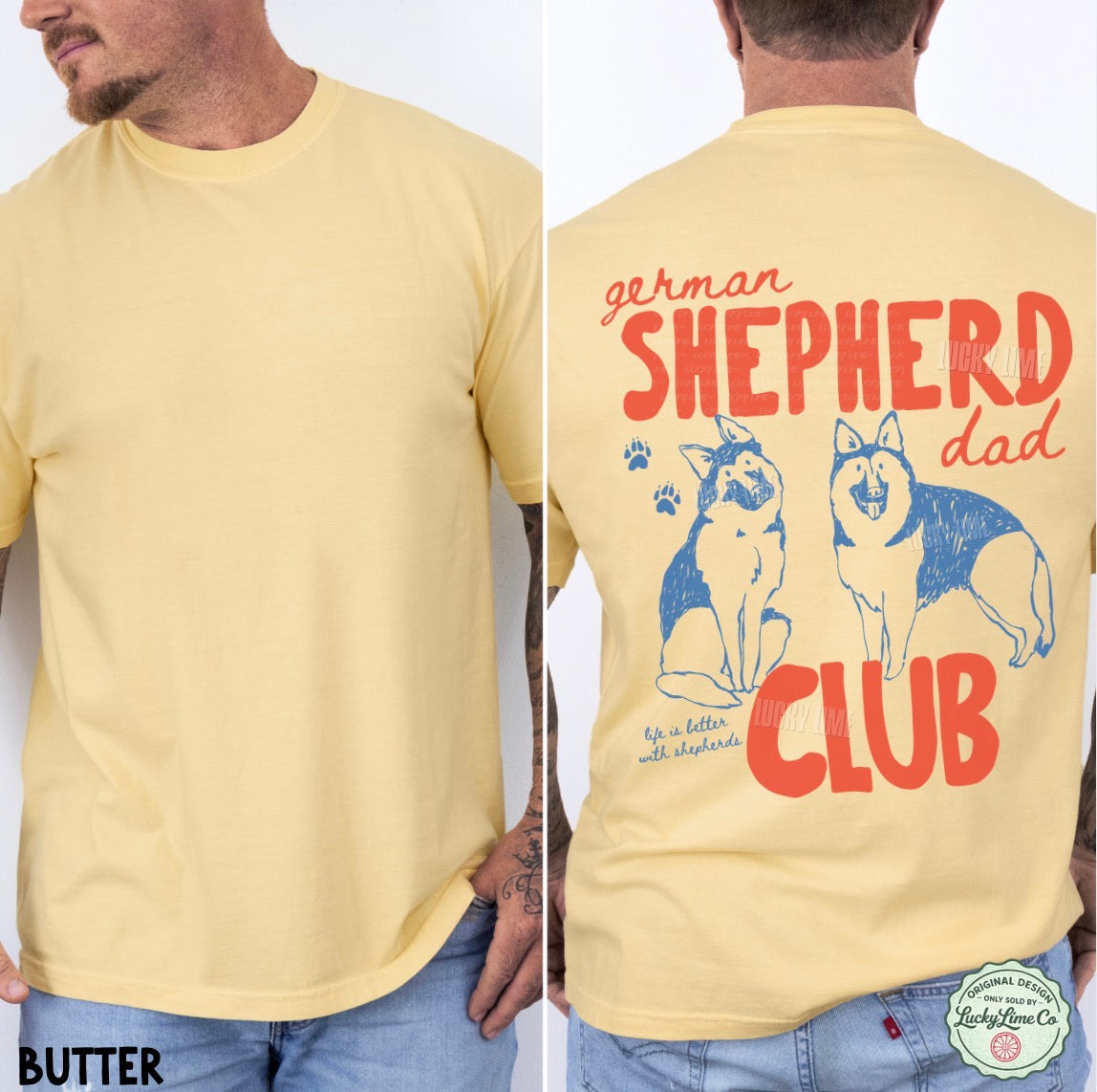 German Shepherd Dad Club BACK ONLY Comfort Colors® T-shirt