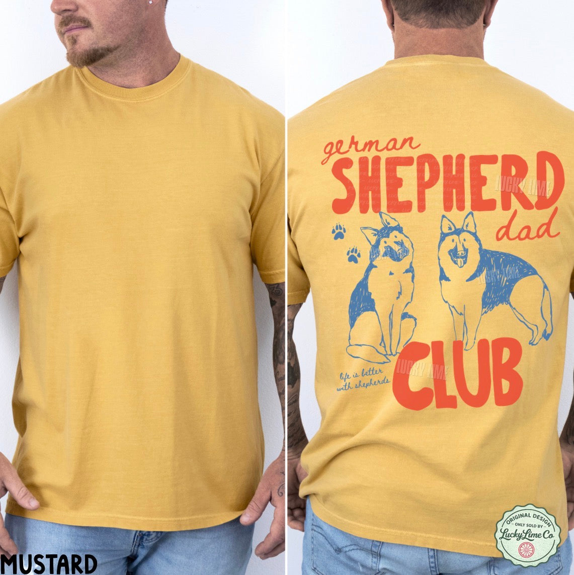 German Shepherd Dad Club BACK ONLY Comfort Colors® T-shirt