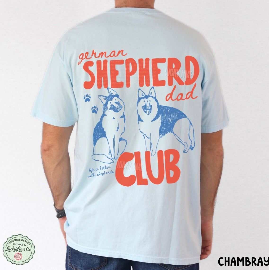 German Shepherd Dad Club BACK ONLY Comfort Colors® T-shirt