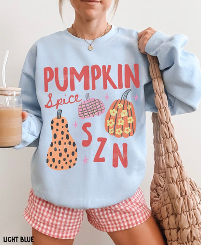 Pumpkin Spice SZN Distressed Crewneck Sweatshirt