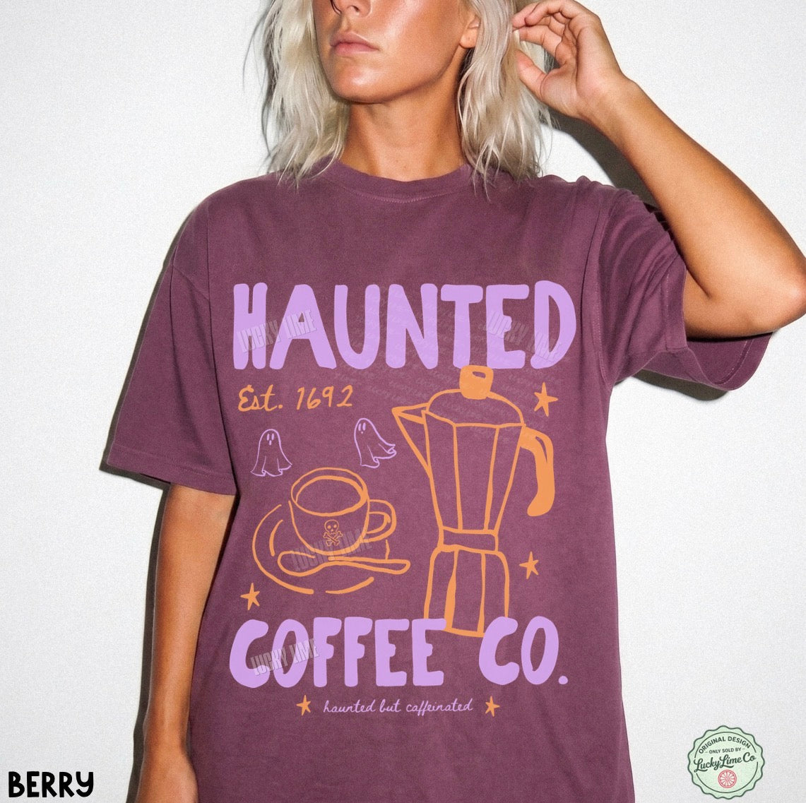 Haunted Coffee Co. Orange Purple Comfort Colors® T-shirt (light)