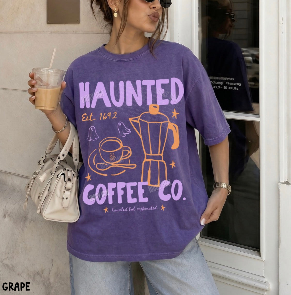 Haunted Coffee Co. Orange Purple Comfort Colors® T-shirt (light)